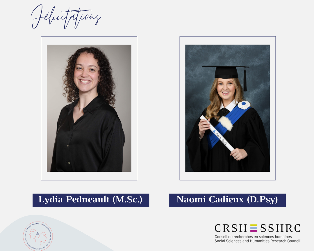 Nos deux étudiantes graduées sont récipiendaires des bourses du CRSH pour l’année 2024-2025